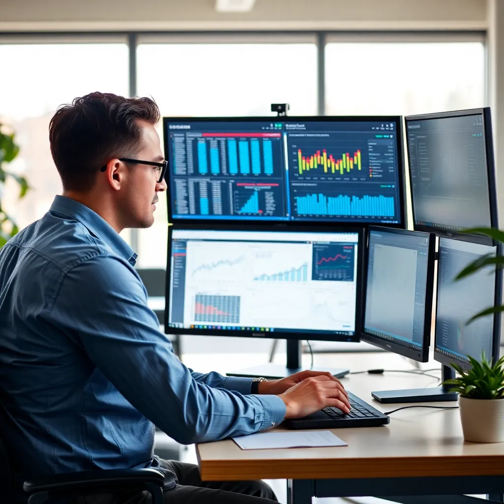 Datavisualisatie op computerscherm in kantoor