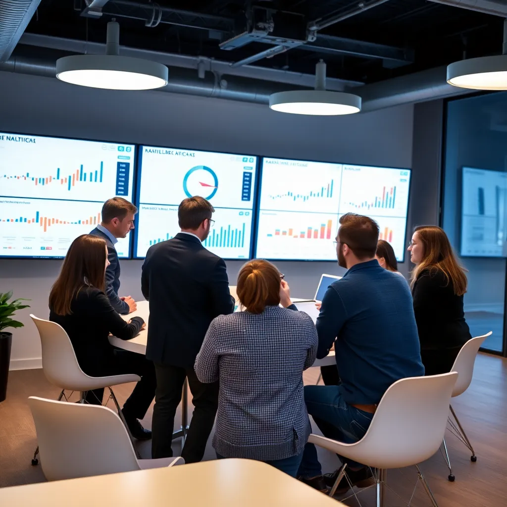 Datavisualisatie workshop in modern Nederlands kantoor