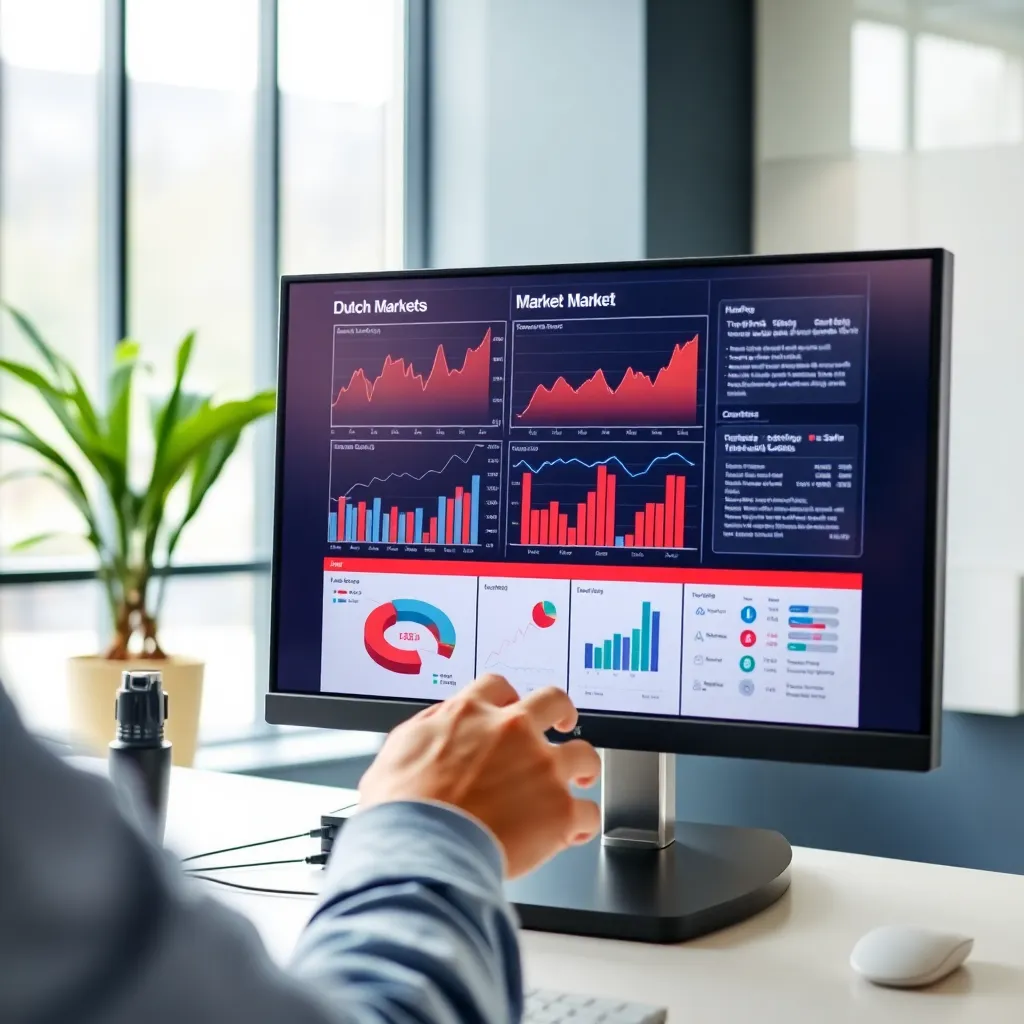 Datavisualisatie van Nederlandse markttrends op computerscherm