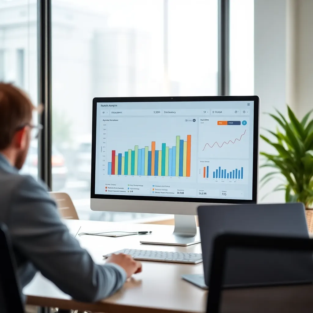 Professionele datavisualisatie op computer in Nederlands kantoor